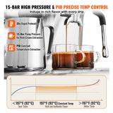 Espresso Machine with Grinder 15 Bar Semi-Automatic